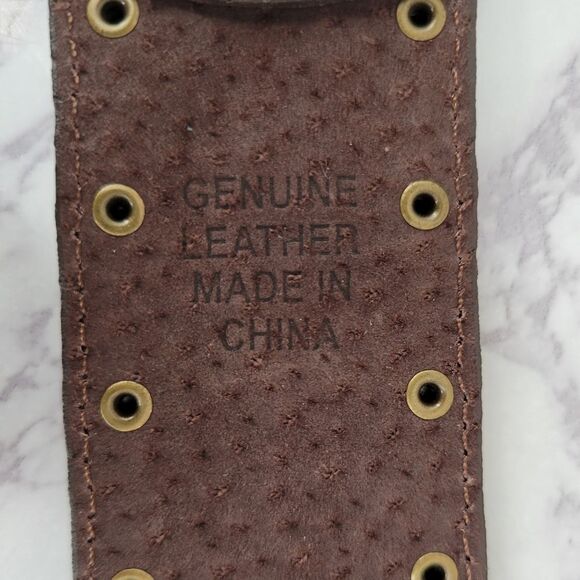 Brown Leather Belt with Studded Coin Accents Medalion Buckle Boho Western - Picture 7 of 11